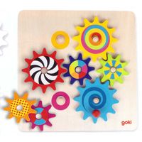 goki 58530 Zahnradspiel, 0,5 x 20,5 cm, Holz, mehrfarbig, 8-teilig (1 Set)