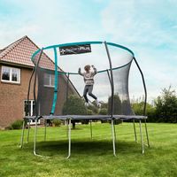 SportPlus I Trampolin I Garten Trampolin, Outdoor-Trampolin, Kinder-Trampolin, gepolsterte & außen angebrachte Stangen, innenliegendes Sicherheitsnetz, extra sichere Randabdeckung, angenehme Federung, Ø 305 cm, patentierter Rahmen, TÜV SÜD Geprüfte Sicherheit, bis 150 kg, SP-T-366-B