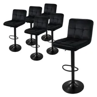 ML-Design sada 6 barových židlí barová židle otočná o 360°, čalouněná barová židle s opěradlem a podnožkou, 63-83 cm