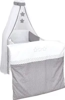 Baby Delux Baby Bettwäsche Bettset 4-tlg Bettausstattung Nestchen Himmel mit Stickerei Grey Stars