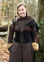 Mittelalter Corsage Anik aus Samt, schwarz : XXL Größe: XXL