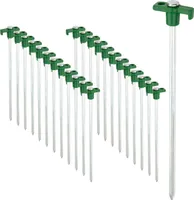 ToCi 24x Zelt-Heringe aus Stahl - Robuste Erdnägel mit Halterung aus Kunststoff - Felsbodenheringe für harte Böden - ideal für Camping und Outdoor