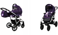 BabyLux® Largo | 2in1 Kinderwagen Bambimo | Violet Flowers | Kombikinderwagen | Kinderwagenset | Bug