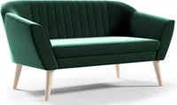 GUTTO Sofa 2 Sitzer -- KEYA -- Grün Sitzbank aus Samt, aus Velour, Holzfüße Schnelle Lieferung skandinavischer Stil - schöne Steppung