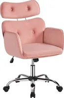Yaheetech Ergonomischer Bürostuhl mit höhenverstellbarer Kopfstütze, Drehstuhl mit Rollen, Home office Schmicktisch Schreibtisch Stuhl, Rosa
