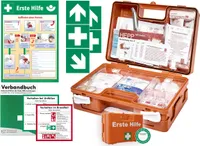 Erste Hilfe Kasten -Komplettpaket- - aktuelle DIN/EN 13157 für BÜRO & BETRIEBE + DIN/EN 13164 für KFZ - INKL. 1. Hilfe AUFKLEBER & AUSHANG