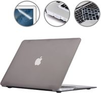 Gummierte Harte Schutzhülle Hülle für Apple MacBook Air 13" (13,3 Zoll) + Schutzfolie + Silikon Tastaturschutz  - Grau