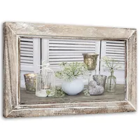 Wandbild – Feeby - Modern Wandbild - Stilleben Shabby Chic Wohnzimmer Modern Deko - Klein Kunstdruck - Canvas 90x60 Groß