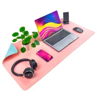 Ochranná podložka pod klávesnici a myš na stůl 90x45 cm, růžová a modrá