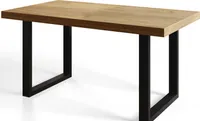 Industrieller  Esszimmertisch LOFT-U, ausziehbarer Tisch, Größe: 120-220X80X77 cm, Wohnzimmertisch Farbe: CRAFT, mit Metallbeinen in Farbe Schwarz