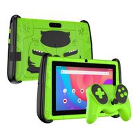 PRITOM 7" Android 12 Tablet für Kinder, 4 GB RAM 64 GB ROM, Kindersoftware vorinstalliert, WLAN, mit cooler Hülle in Sportwagenform, Grün
