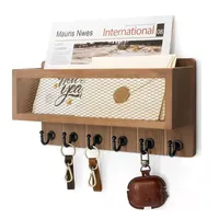 Schlüsselbretter, Schlüsselhalter aus Holz, Hängend, mit 6 Schlüsselhaken, Schlüsselablage, Dekorative Schlüsselbrett mit Briefkasten, für Wohnzimmer