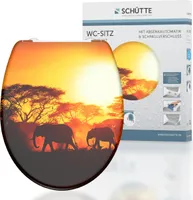 SCHÜTTE WC Sitz AFRICA, Duroplast  Toilettendeckel mit Absenkautomatik und Schnellverschluss, Klobrille