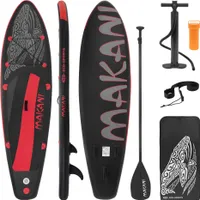 ECD Germany Nafukovací prkno Makani, 320x80x15 cm, černá/červená, PVC, do 120 kg, kompletní sada s pumpou, taška na přenášení