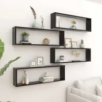 vidaXL Wš¹rfelregale 4 Stk. Schwarz 100x15x30 cm Holzwerkstoff