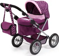 Bayer Design 13037AA Puppenwagen Trendy, mit Tasche, höhenverstellbarer Griff, große Räder, integrierter Korb, faltbar