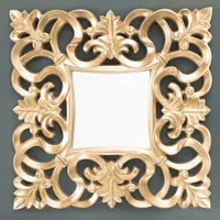 cagü: Romantischer Wandspiegel FLORENCE Gold Antik in Barock-Design Quadrat 75cm x 75cm