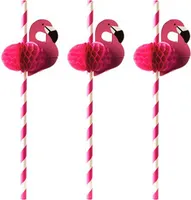 50 brček na pití, papírová Ø 6 mm - 20 cm růžová "Flamingo"
