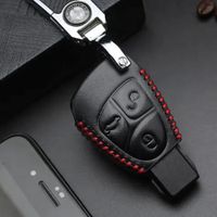 Auto Schlüssel Leder Schutz Hülle PU für Mercedes Benz Karabiner schwarz rot