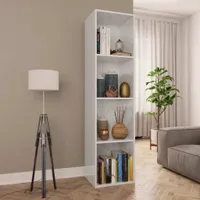 vidaXL Bücherregal/TV-Schrank Hochglanz-Weiß 36x30x143cm Holzwerkstoff