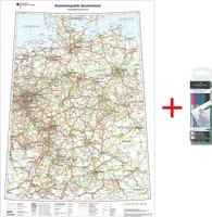 XXL Deutschlandkarte Topografisch 100 x 70cm, abwischbar  inkl. Stifteset, Landkarte Poster mit einseitiger Folienkaschierung Lieferung gerollt! (K704ab)