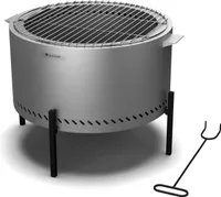 Blumfeldt Ignite Pure Feuerschale - Fast Rauchfrei, Edelstahlrahmen, Tragbar & Kompakt, Inkl. Grillrost & Regenschutz, Leicht zu Reinigen, Perfekt für Garten & Camping