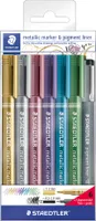 STAEDTLER Permanent-Marker Metallic 6er Etui + Pigmentliner