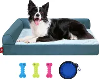 ele eleoption Hundebett, 76 x 51 x 18 cm, Hundebetten für mittelgroße und große Hunde, orthopädische Polstercouch, Haustierbett für große Hunde, abnehmbarer, waschbarer Bezug, rutschfeste Unterseite, Hundesofabett (blau)