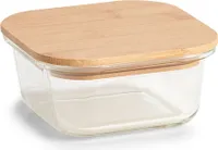 Zeller Vorratsbehälter m. Bambusdeckel, 520 ml, Glas, 13 x 13 x 5,6 cm