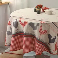 Tischdecke Ø 160 cm Landhaus HÜHNER & KAROS Schmutzabweisend, bügelfrei für Drinnen & Draußen