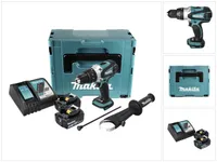 Makita DHP458RMJ, Wiertarka pistoletowa, Zamek centralny, Czarny, Cyjan, Srebrny, 1,3 cm, 7,6 cm, 1,3 cm