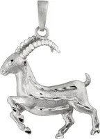 Anhänger Sternzeichen Steinbock aus 925 Silber, Halsschmuck rhodiniert teilmatt