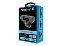 Sandberg Face-ID Webcam 2, 2 MP, 1920 x 1080 Pixel, Full HD, 30 fps, 640x480@30fps, 1280x720@30fps, 1920x1080@30fps, 80°