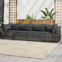 vidaXL 4dílná zahradní lounge souprava s polštáři Grey Poly Rattan
