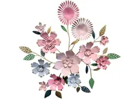 abc HOME | Wanddeko Blumen | Metall | rosa | 95 cm H