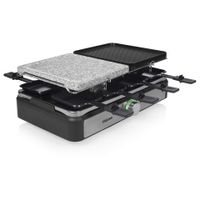 Tristar RA-2725, 1400 W, 230 V, 50 - 60 Hz, 8 Stück(e), Tristar raclette, grill plate, stone plate, gourmet pans (8x), wooden spatulas (8x) and manual