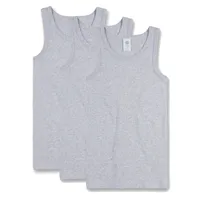 Sanetta Jungen Unterhemd 3er Pack - Shirt ohne Arme, Tank Top, Basic, Organic Baumwolle Grau 176