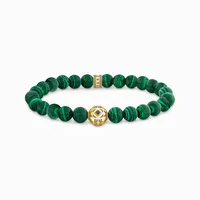 Thomas Sabo A2145-140-6-L17 Herren Beads-Armband aus grünen Steinen vergoldet