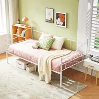 H.J WeDoo Metall Tagesbett 90x190 cm Bettgestell Jugendbett Metallbett Einzelbett Weiß