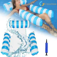 Aufblasbare schwimmende Wasserhängematte Float Pool Lounge Bett Schwimmstuhl Strandbett blue