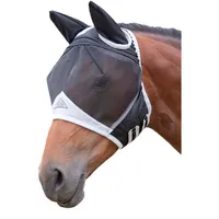Shires - Pferde Fliegenmaske mit Ohren, Feines Netzmaterial ER494 (Pony) (Schwarz)