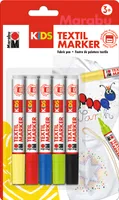 Marabu KiDS TEXTILMARKER, 5er-Sortierung