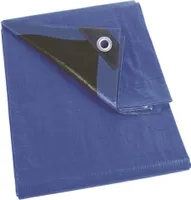 Plachta Perel, velmi pevná, 20 kroužků, zesílené rohy, čtvercová, modrá/černá, 140 g/m², 5 x 5 m