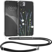 kwmobile Necklace Case kompatibel mit Xiaomi Redmi Note 11 Pro+ 5G / Note 11 Pro Plus 5G Hülle - Silikon Cover mit Handykette - Lavendel Grün