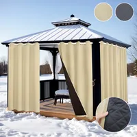 Thermovorhang Verdunkelung Vorhang Außen Kälteschutz Wasserdicht Winddicht Gesteppter Thermo Gardine mit Ösen, 132x213cm, Beige