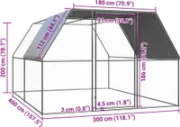 vidaXL Vonkajšia klietka pre kurčatá 3x4x2 m Pozinkovaná oceľ