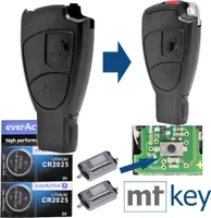 Auto Schlüssel Smartkey Funk Fernbedienung Sender 2 Tasten Gehäuse 2X Mikrotaster 2X CR2025 Batterie kompatibel mit Mercedes Benz