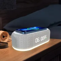 Multifunkční bezdrátová nabíječka 15W 4 v 1 Bezdrátový nabíjecí dok s hodinami Teplotní atmosféra Lampy Budík pro ložnici Domácí stolní lampa Dekorace