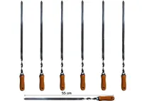 walexo Grillspieße Schaschlikspieße Schampura Edelstahl 550x10x2mm mit Holzgriff (7 x Schaschlikspieße)