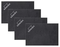 4 Stück Tischsets aus Filz in Schwarz mit Spruch "Lasst es euch schmecken"